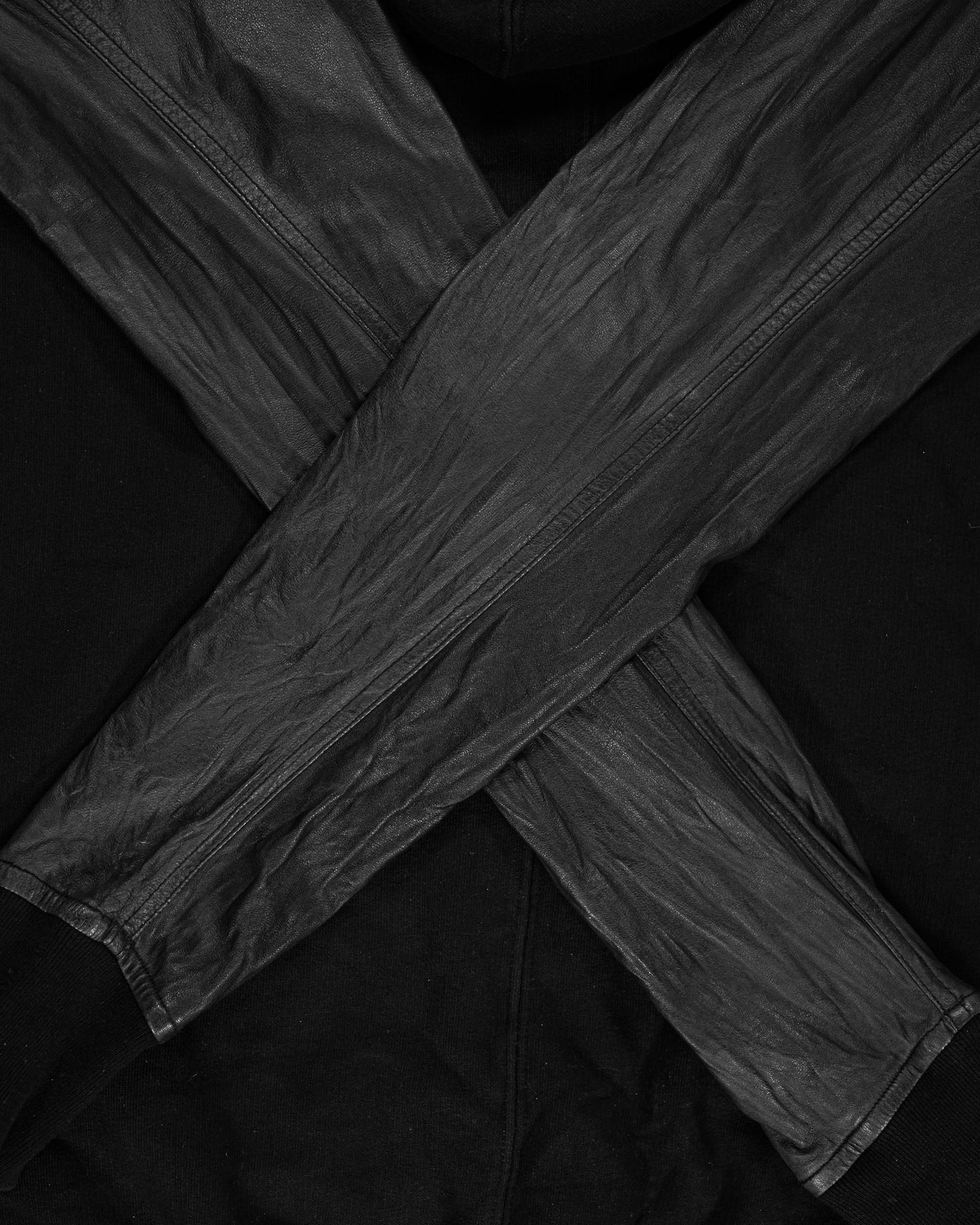Rick Owens Leather Sleeve Gimp Hoodie - SS15 “Faun”