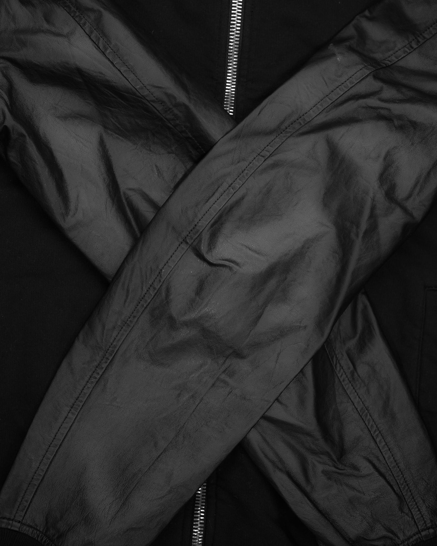 Rick Owens Leather Sleeve Bomber Jacket - SS14 "Vicious"