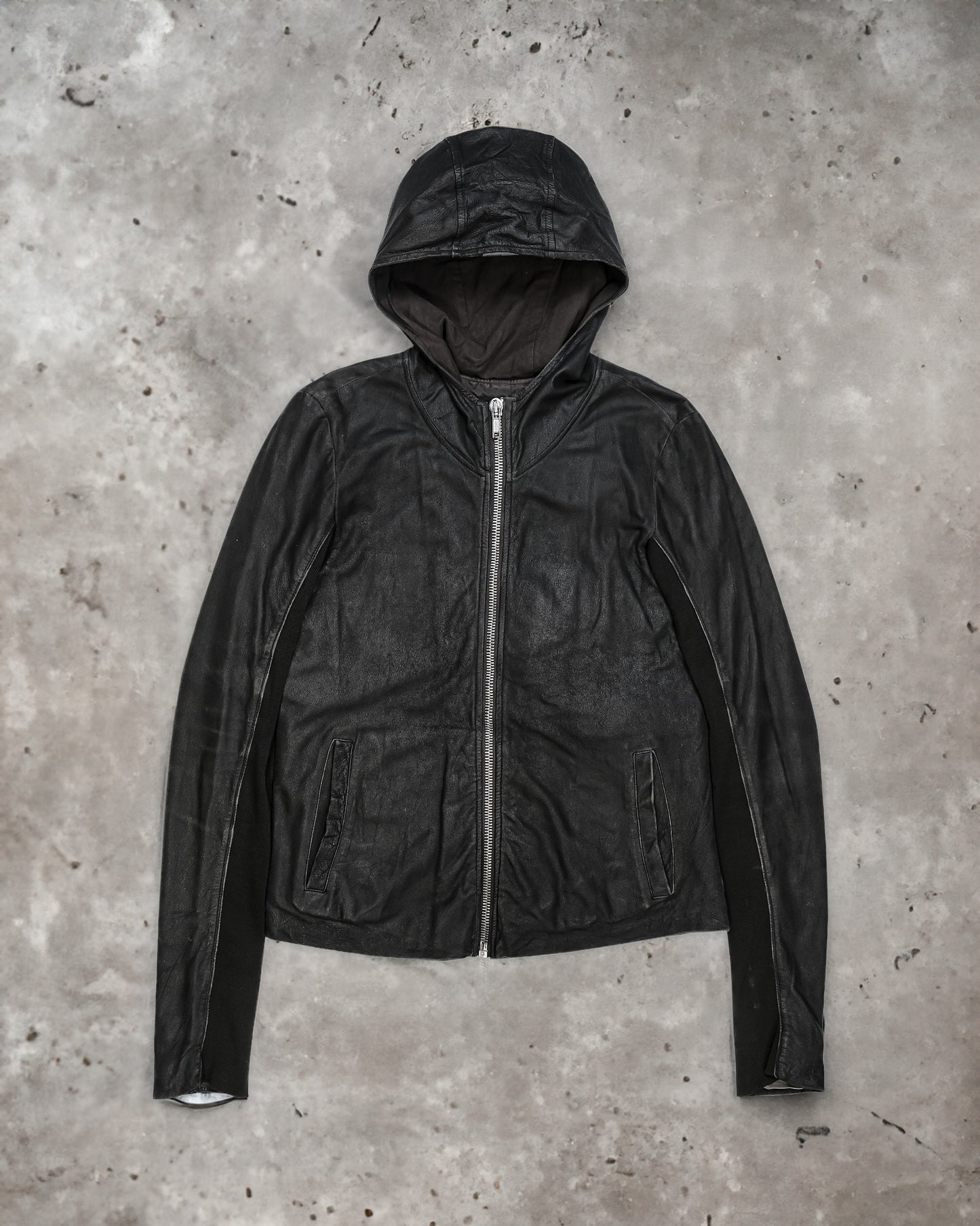 Rick Owens Blistered Leather Hooded Jacket