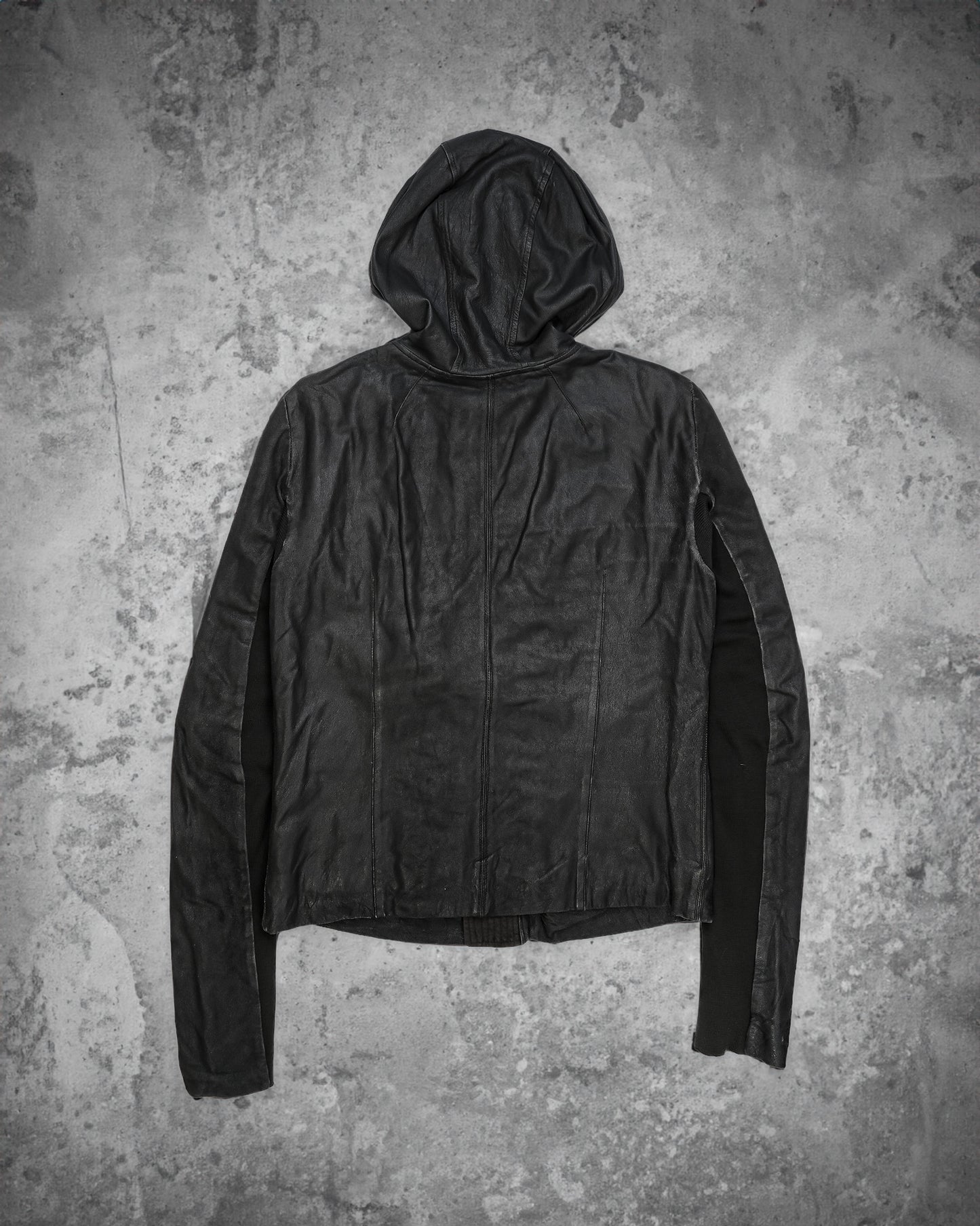 Rick Owens Blistered Leather Hooded Jacket