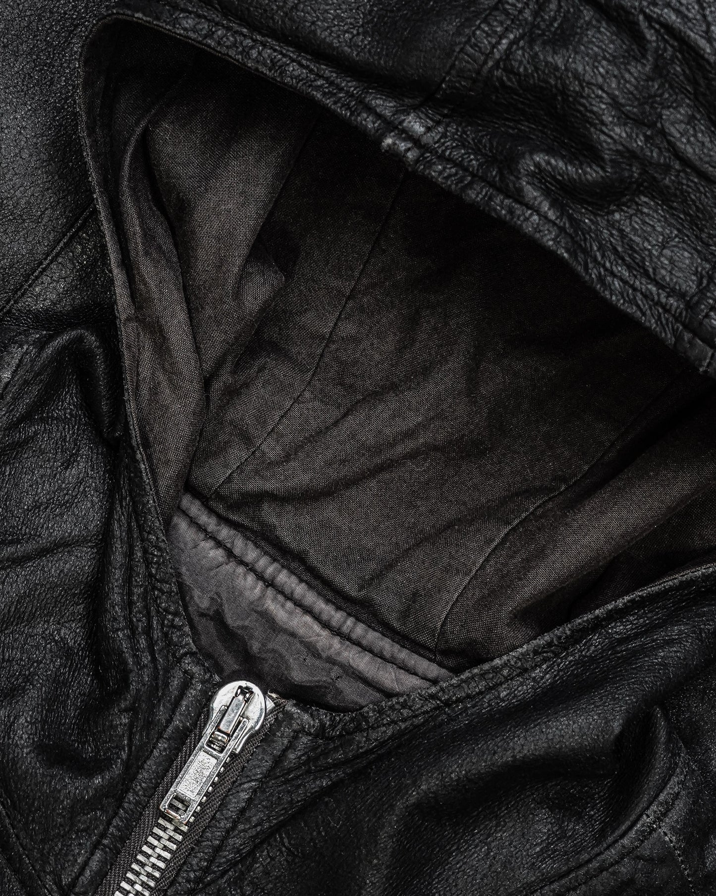 Rick Owens Blistered Leather Hooded Jacket