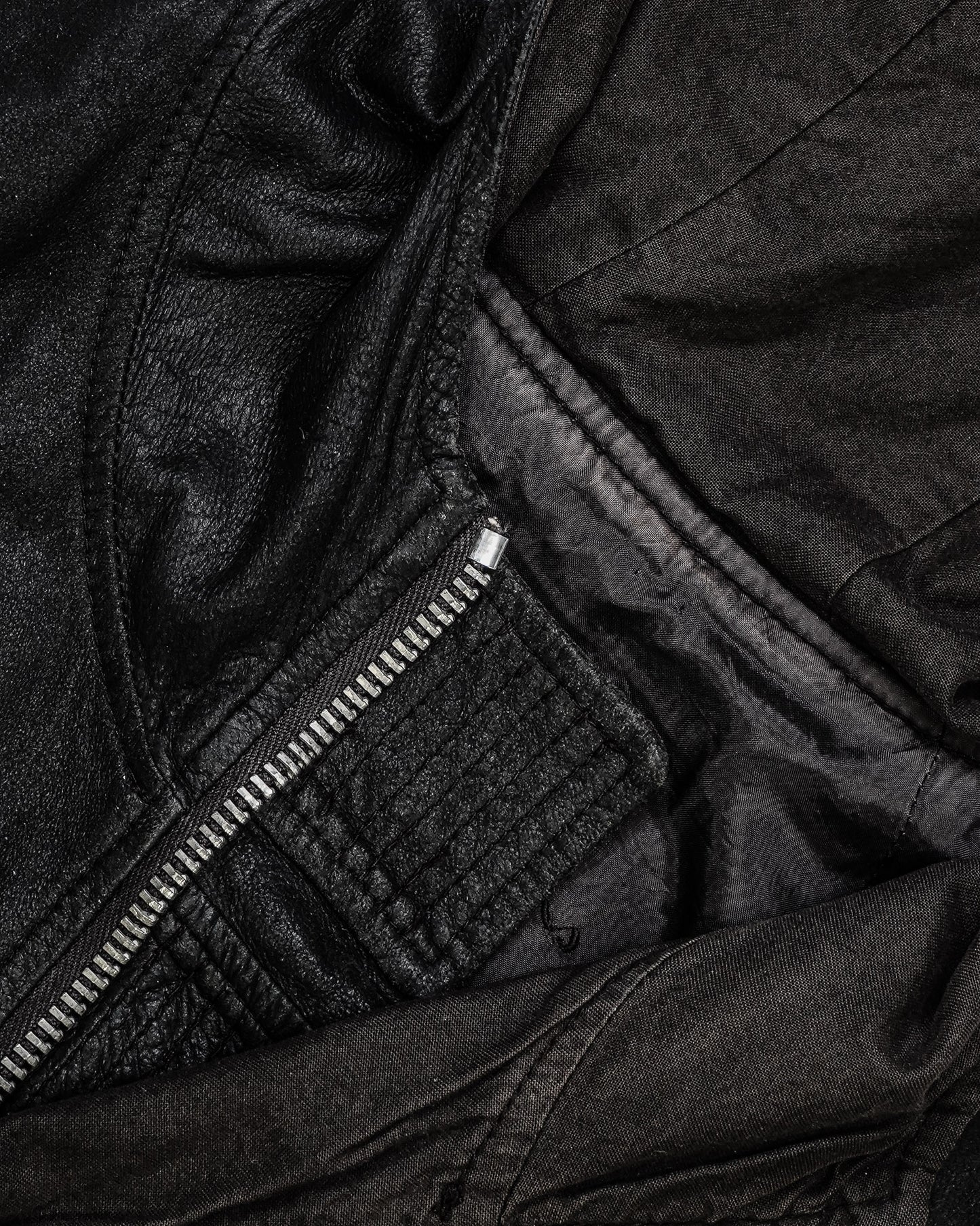 Rick Owens Blistered Leather Hooded Jacket